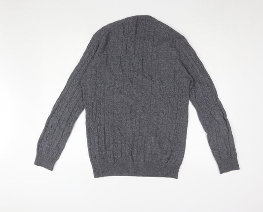 Moss London Grey Wool Crew Neck Pullover Jumper M