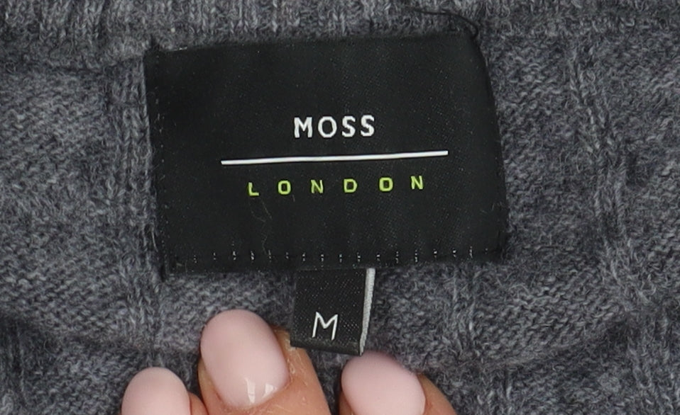 Moss London Grey Wool Crew Neck Pullover Jumper M