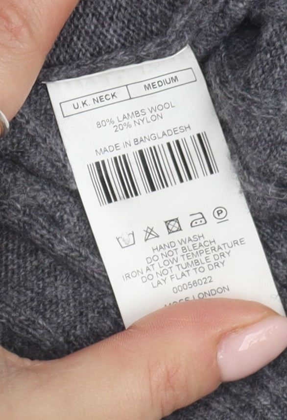 Moss London Grey Wool Crew Neck Pullover Jumper M