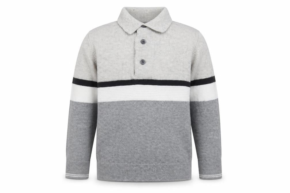 Next Boys' Grey Colourblock Polo Long Sleeve 3-4 Years