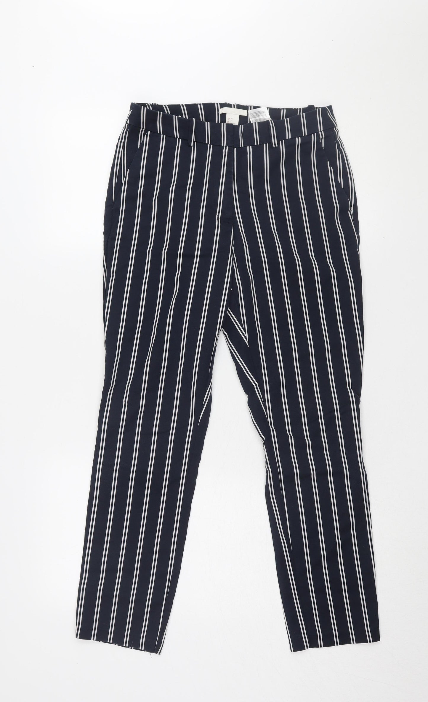 H&M Women's Black Striped Ankle Trousers Size 8
