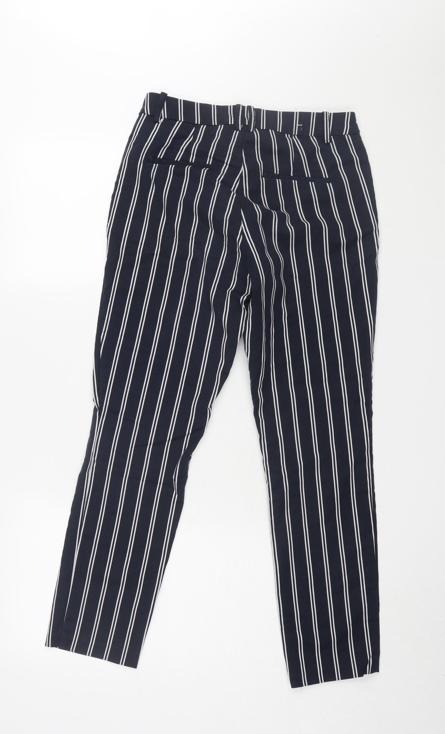 H&M Women's Black Striped Ankle Trousers Size 8
