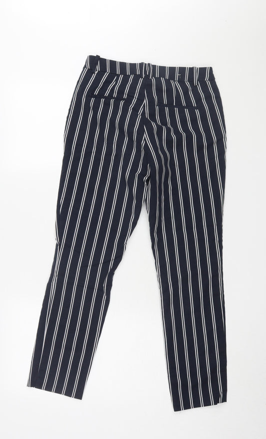 H&M Women's Black Striped Ankle Trousers Size 8