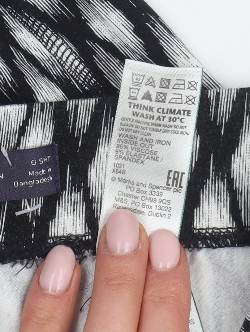 Marks and Spencer Women's Black Trousers, Size 6, Geometric