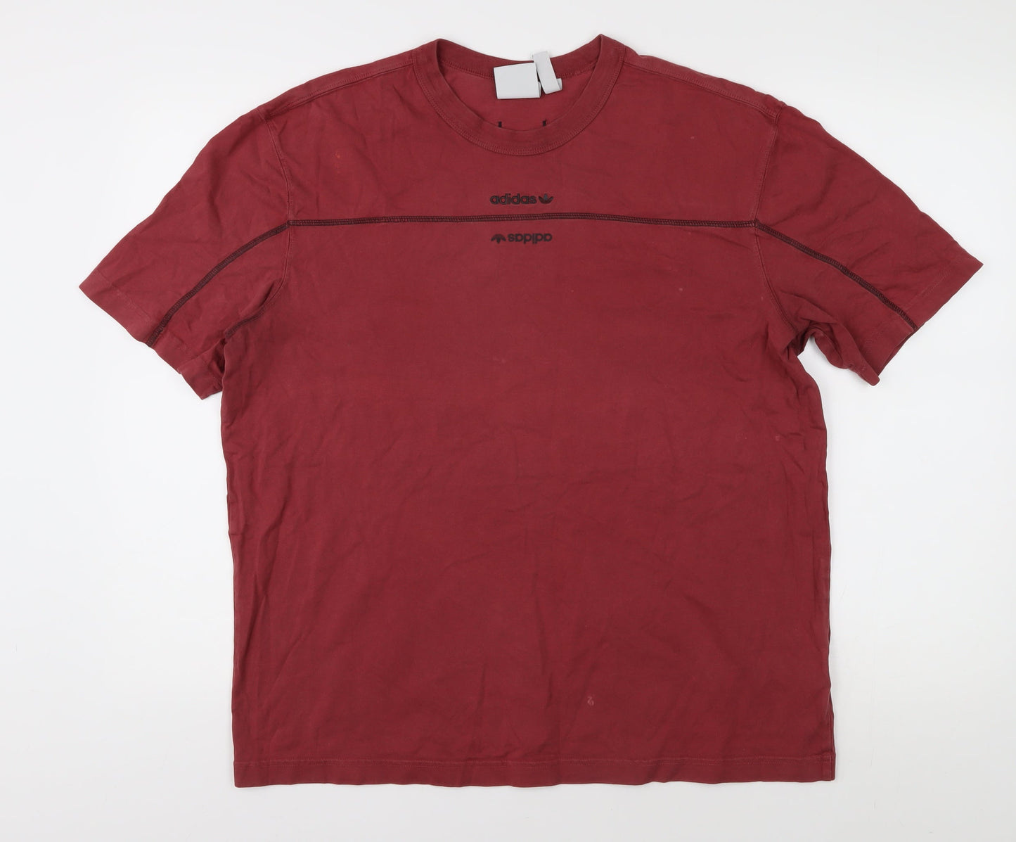 Adidas Men's Red L Cotton Short Sleeve T-Shirt