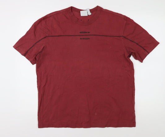 Adidas Men's Red L Cotton Short Sleeve T-Shirt