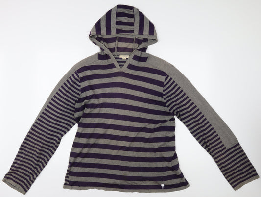 DKNY Jeans Unisex Purple Grey Striped 2XL Hoodie