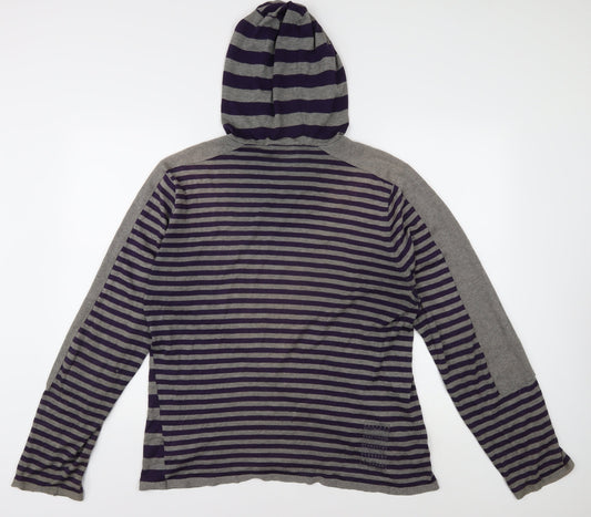 DKNY Jeans Unisex Purple Grey Striped 2XL Hoodie