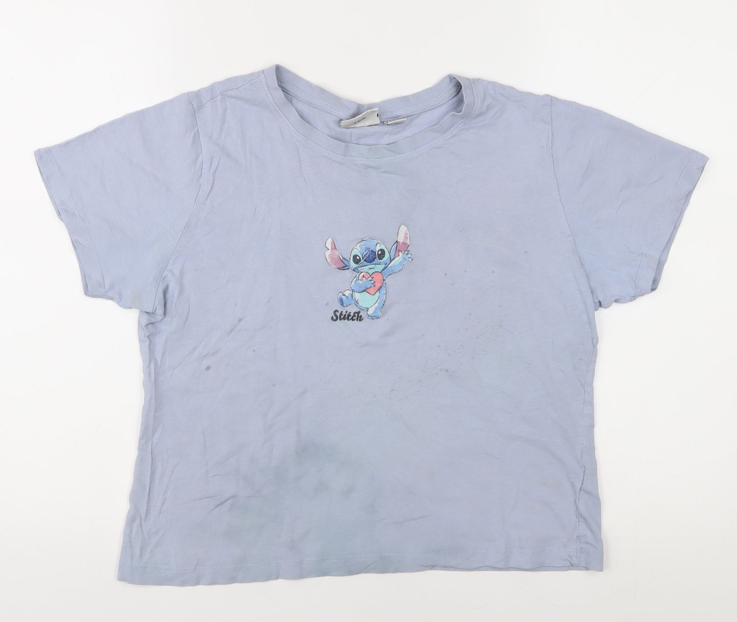 Disney Women's Blue Stitch T-Shirt, Size L, Casual Style