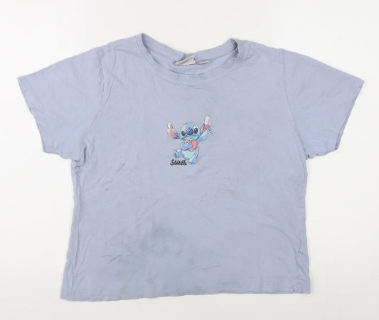 Disney Women's Blue Stitch T-Shirt, Size L, Casual Style