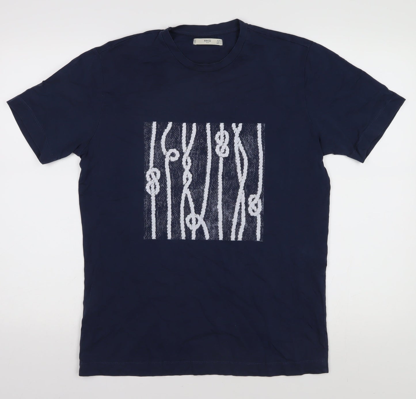 MNG Men's Blue Nautical Graphic T-Shirt Size 12
