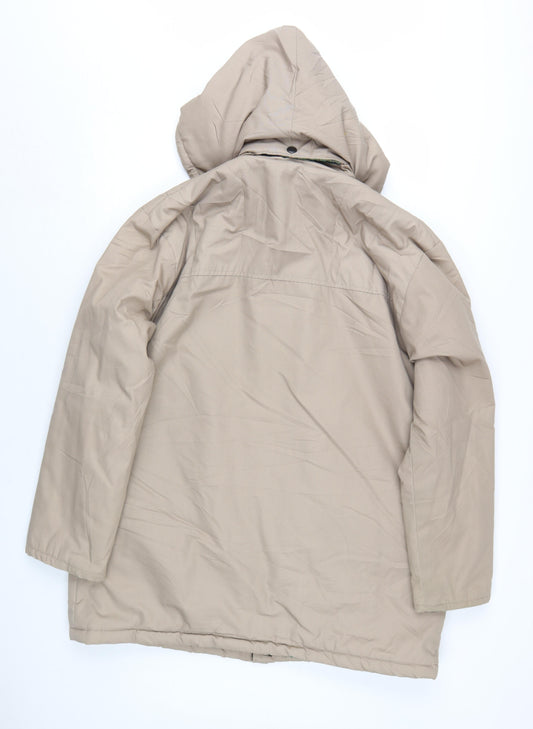 JB Outer Wear Men's Beige Hooded Parka Jacket Size M