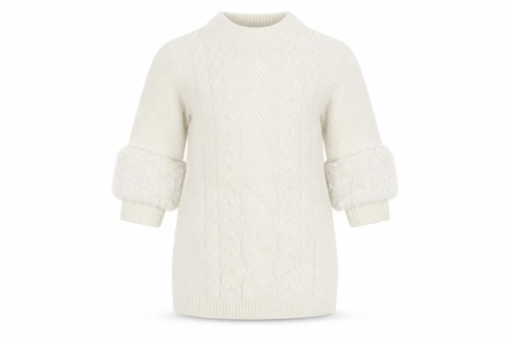 Front view of River Island White Knit Dress girls’ baby 18-24 months