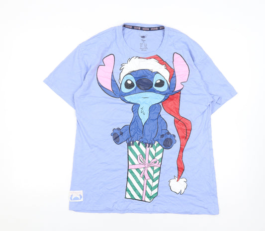 Disney Women's Blue Stitch Christmas T-Shirt, Size S