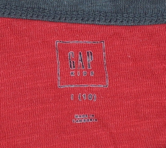 Gap Boys Red Long Sleeve Henley Casual Top Size 10