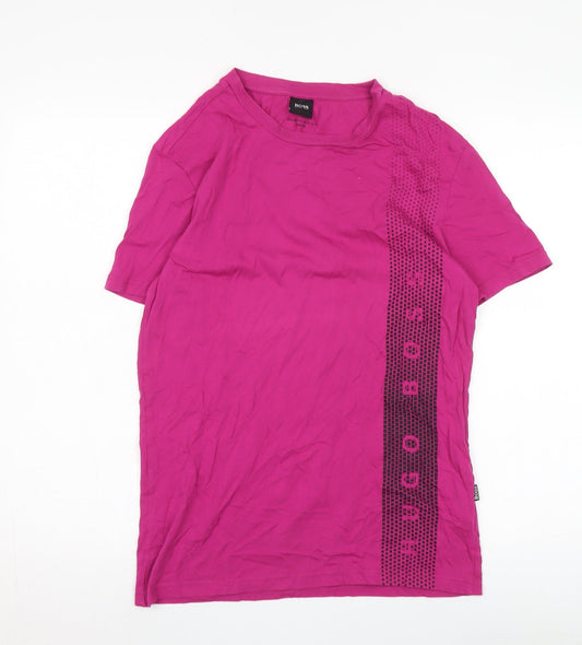 Hugo Boss Unisex Pink Basic T-Shirt M Cotton Crew Neck