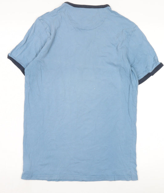 Farah Men's Blue Cotton Crew Neck T-Shirt, M