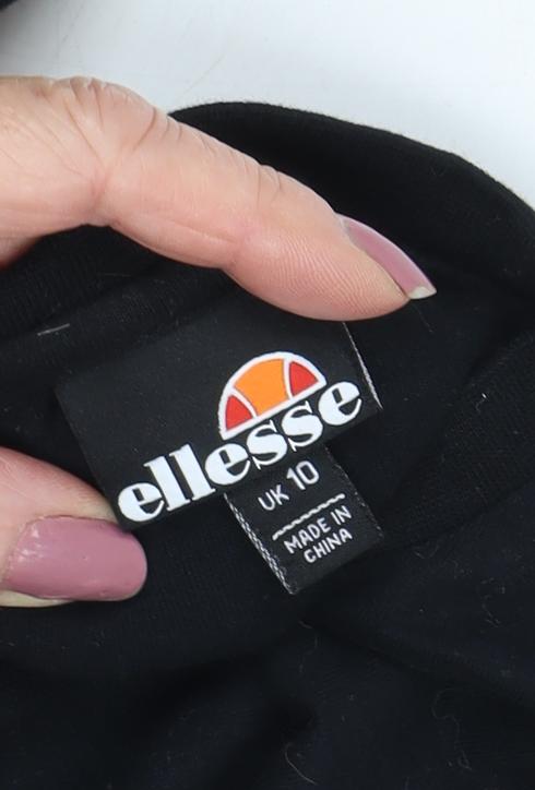 Ellesse Women's Black Cropped T-Shirt Size 10