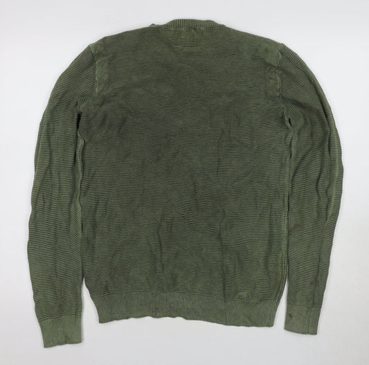 Jack & Jones Men's Green Medium Cotton Pullover Jumper