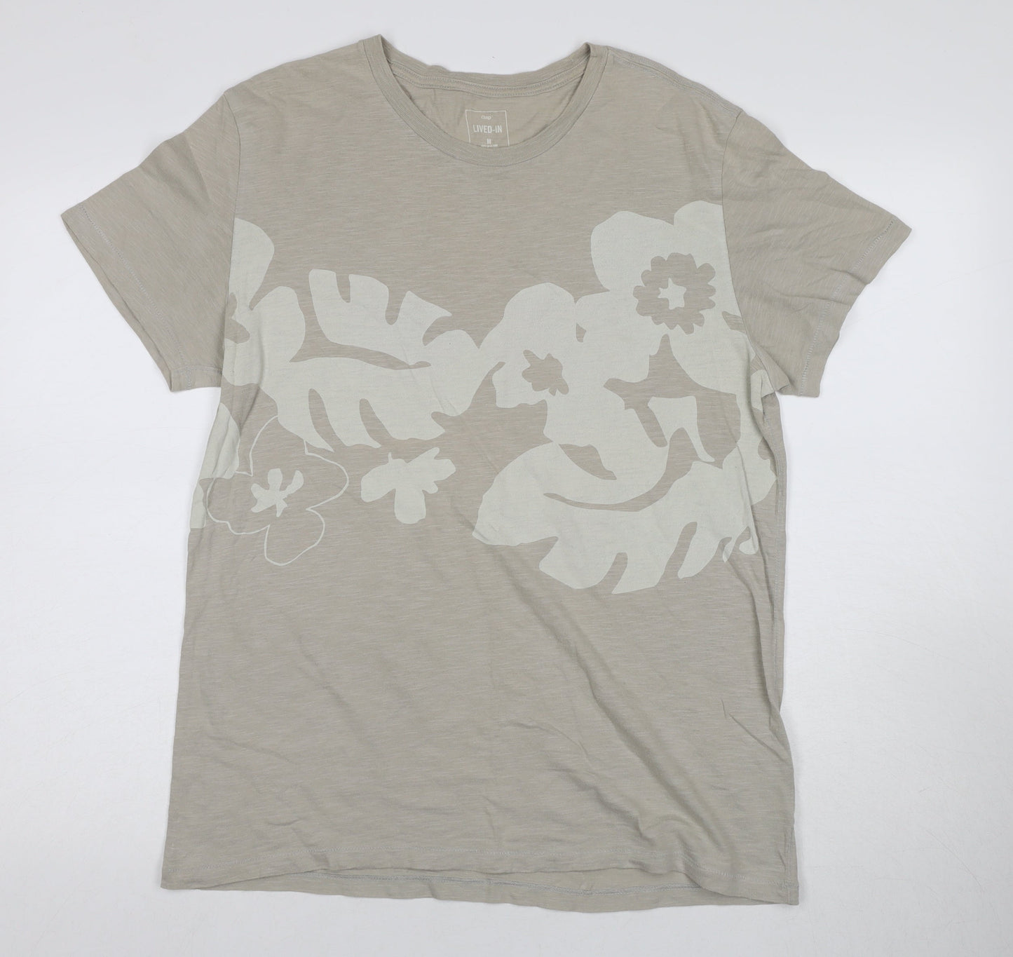 Gap Men's Beige Floral Print T-Shirt M