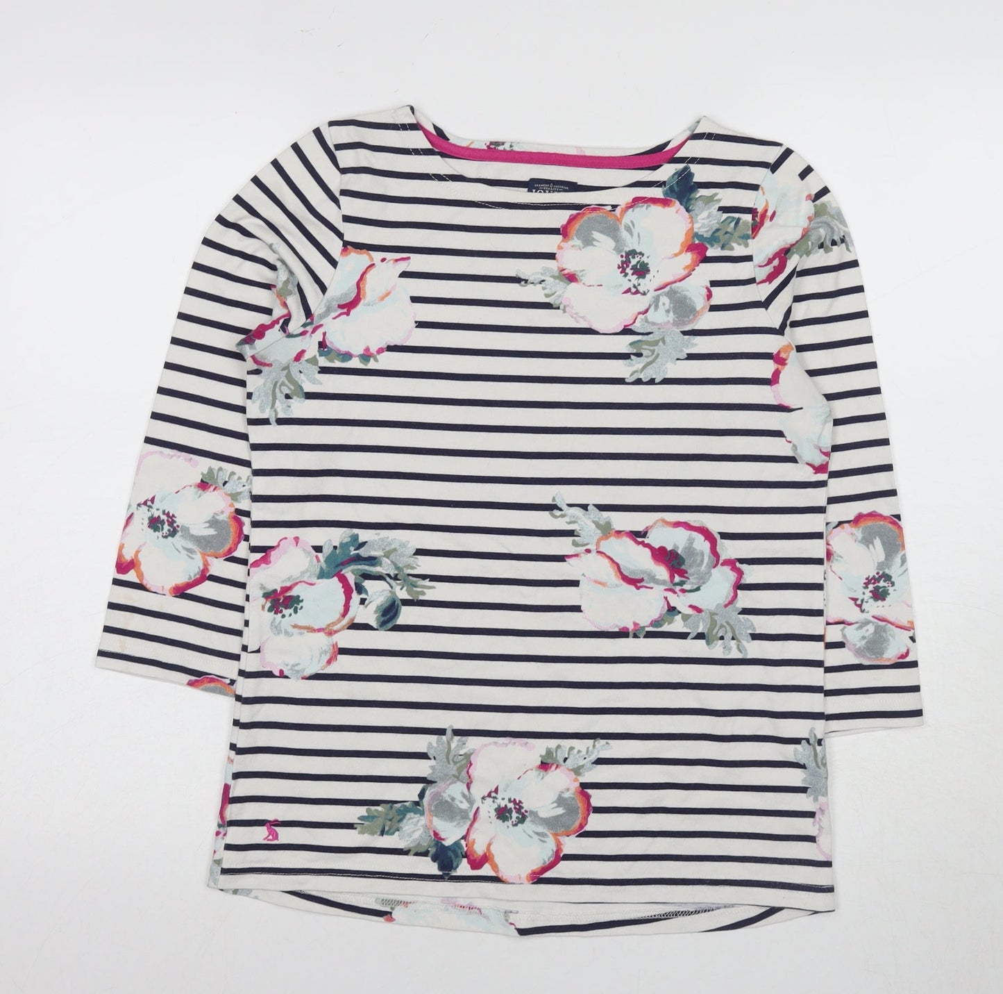 Joules Women's Blue Size 10 3/4 Sleeve Striped T-Shirt