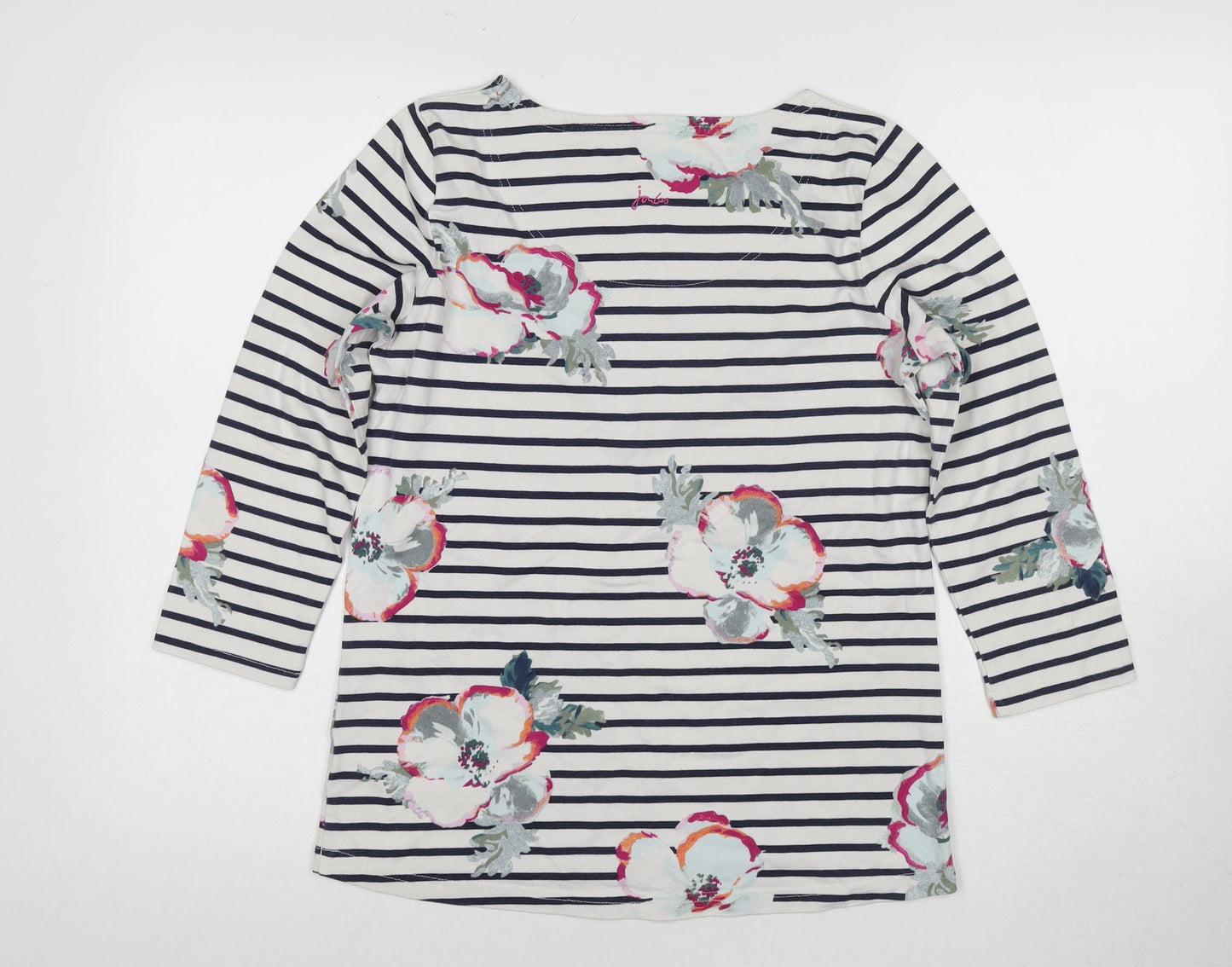 Joules Women's Blue Size 10 3/4 Sleeve Striped T-Shirt