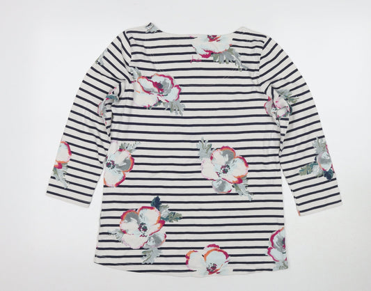 Joules Women's Blue Size 10 3/4 Sleeve Striped T-Shirt