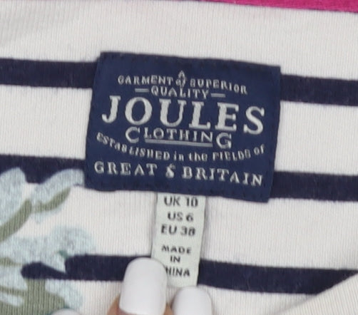 Joules Women's Blue Size 10 3/4 Sleeve Striped T-Shirt