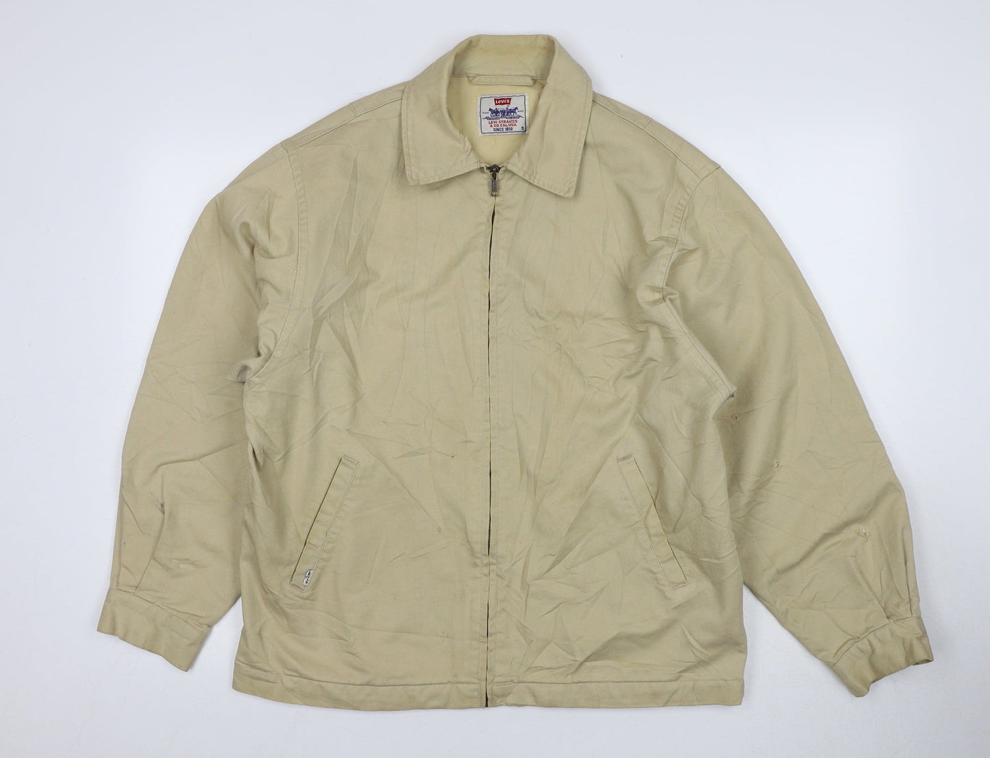 Levi's Men Beige Bomber Jacket Size S Classic Zip