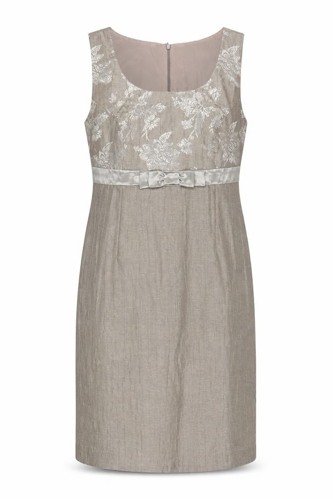 Front view of Roman Originals Women's Beige Floral Sheath Dress