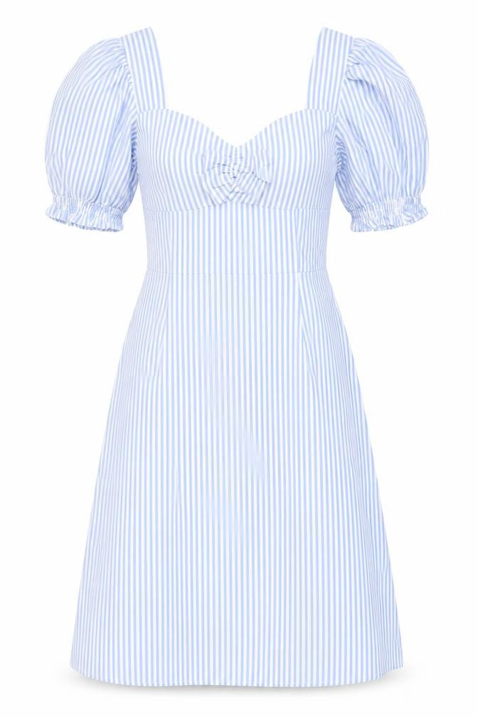 Love Bonito Women Blue Striped A-Line Dress Size 8