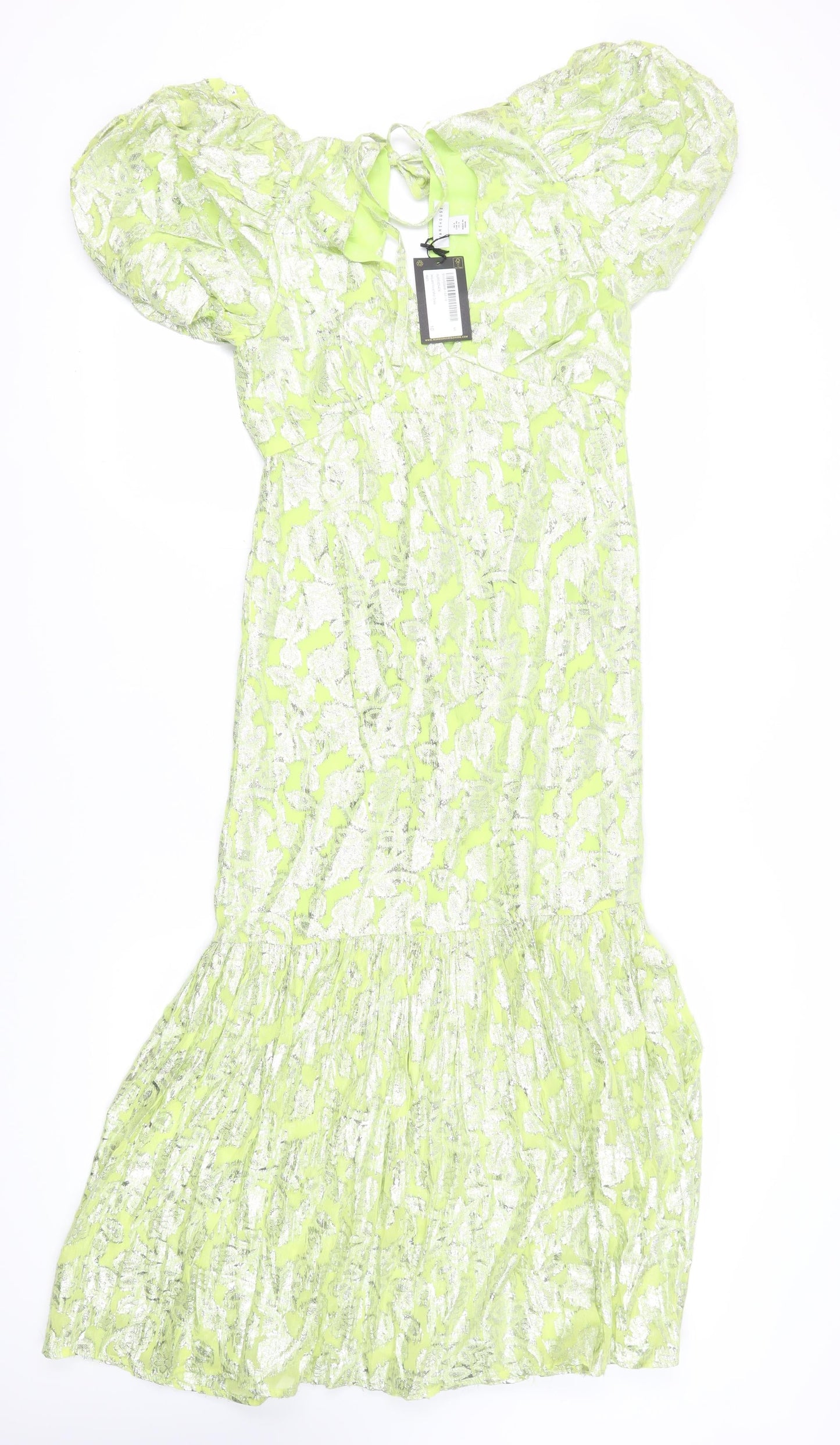 Warehouse Women's Green A-Line Midi Dress, Size 8