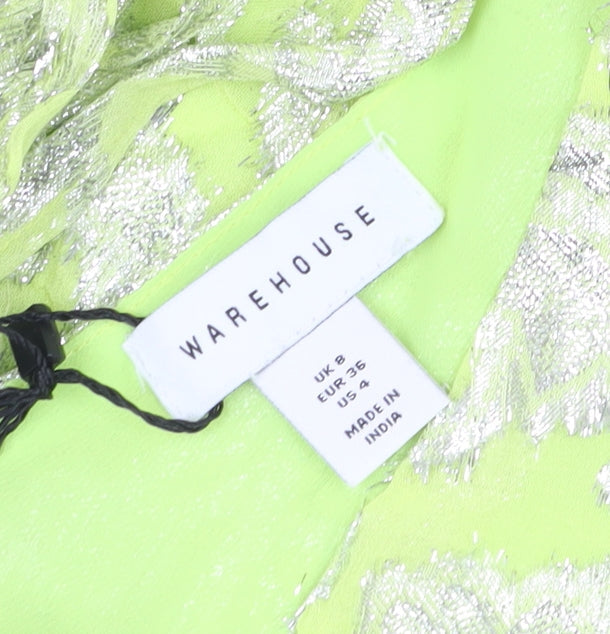 Warehouse Women's Green A-Line Midi Dress, Size 8
