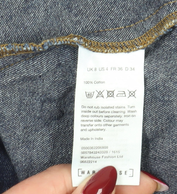 Warehouse Women's Blue Denim Shirt Dress, Size 8