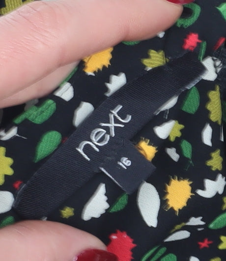 Next Women's Floral Dress Black Multicoloured Size 16