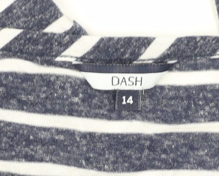 Dash Women’s Blue Striped Jersey T-Shirt Size 14