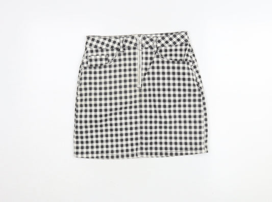 Denim Co Women's Black & White Checked Skirt, Size 10