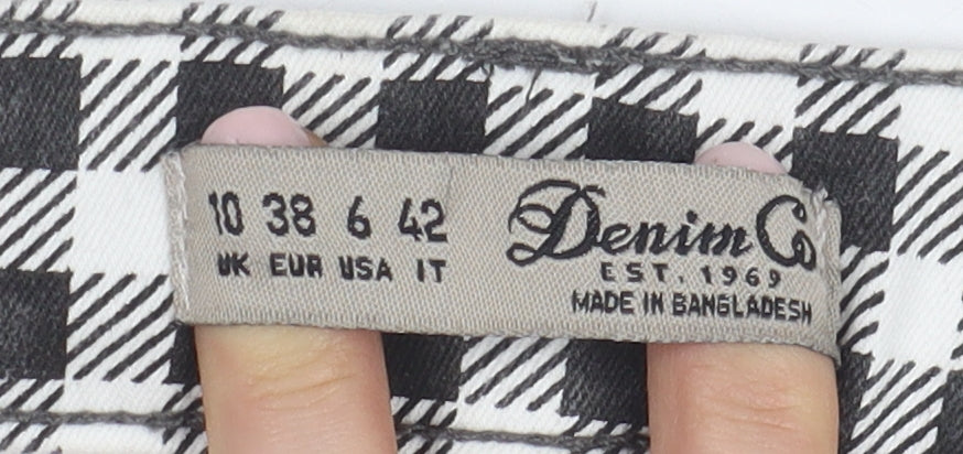Denim Co Women's Black & White Checked Skirt, Size 10