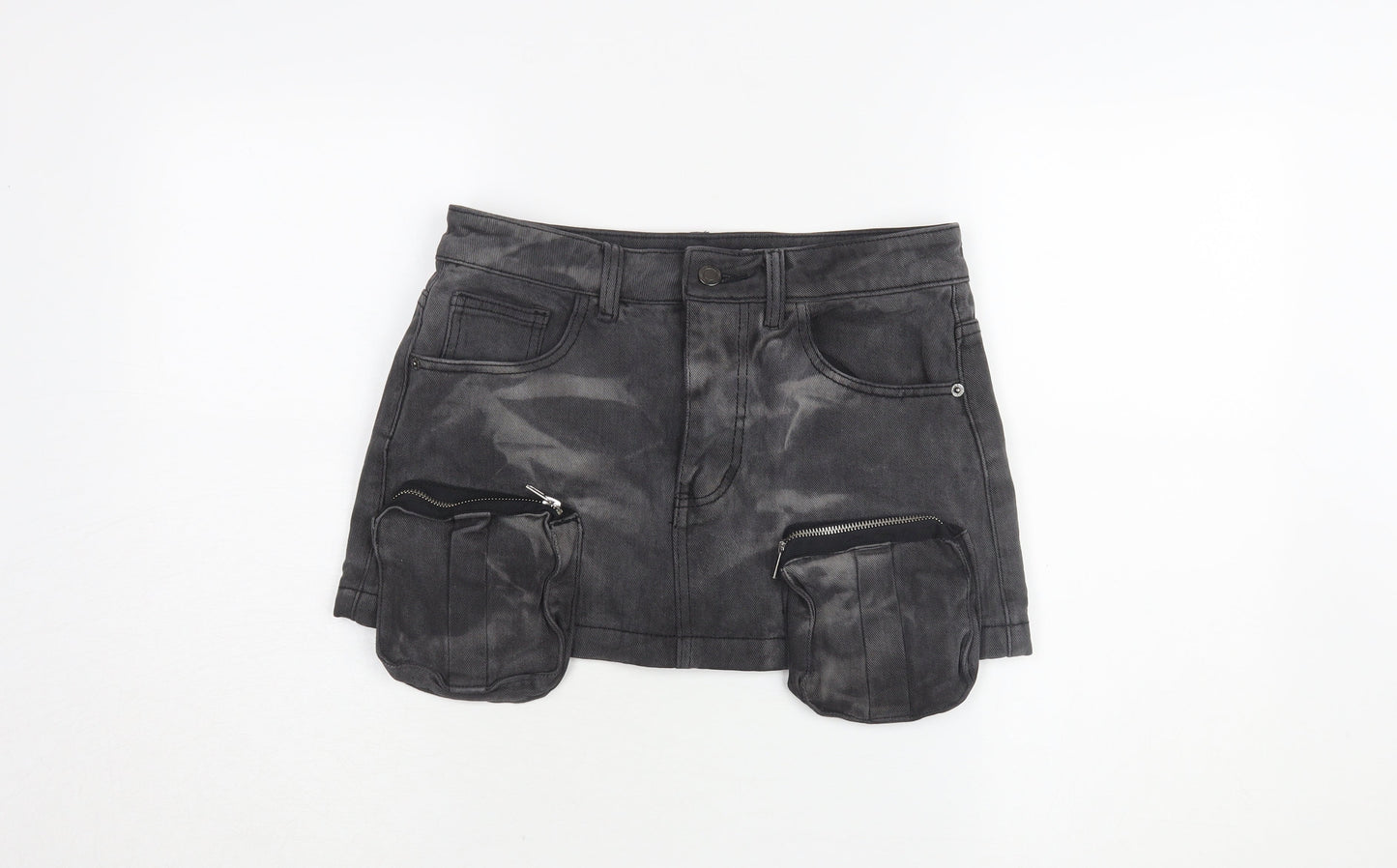 PrettyLittleThing Women's Short Black Cargo Skirt Size 10