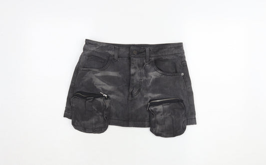 PrettyLittleThing Women's Short Black Cargo Skirt Size 10