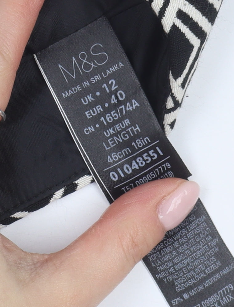 Marks and Spencer Women's Black Geometric Pencil Skirt Size 12