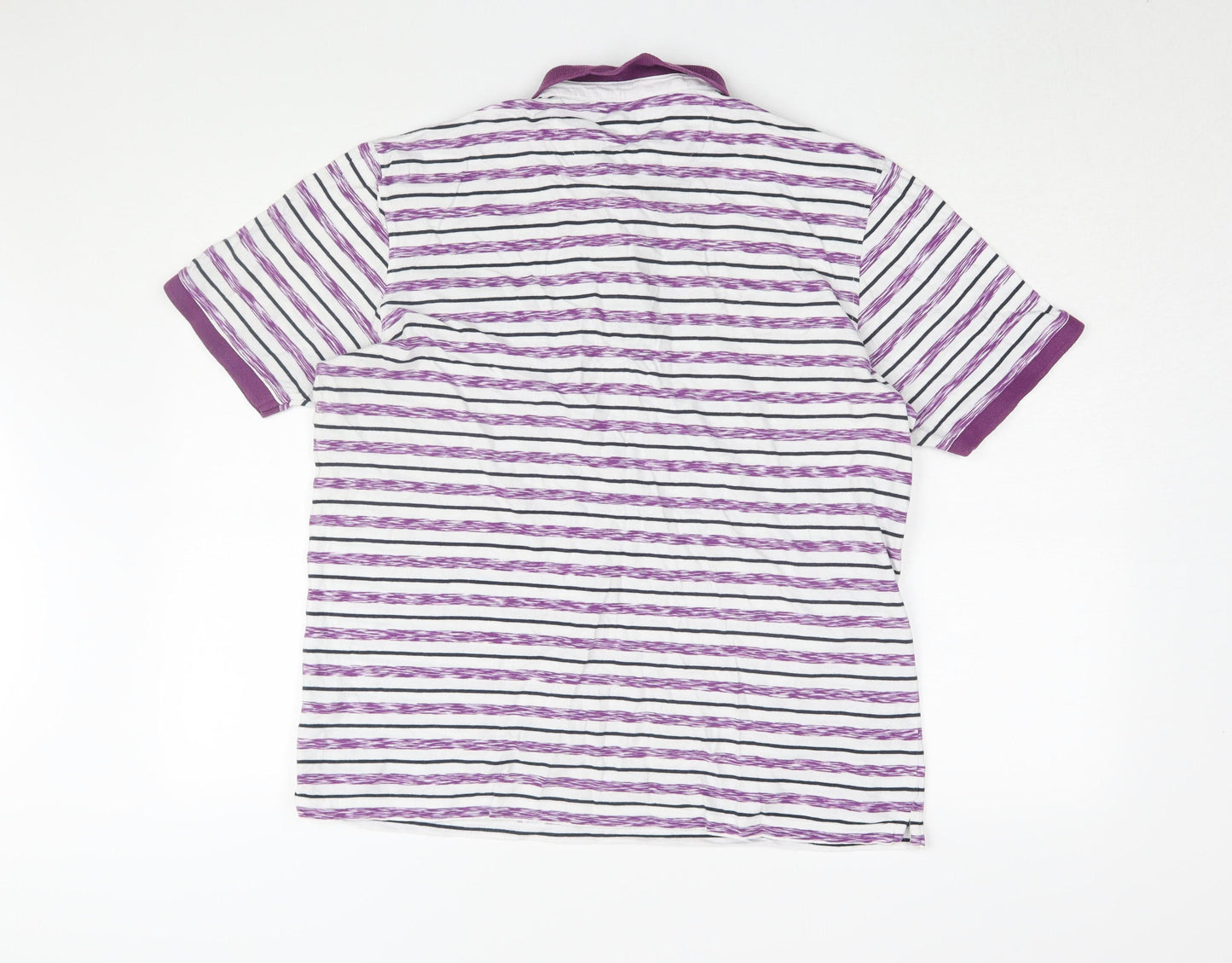 James Pringle Men's Purple Striped Polo Shirt L