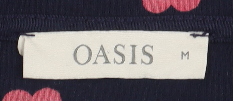 Oasis Women's Blue T-Shirt, M, Round Neck, Summer Casual