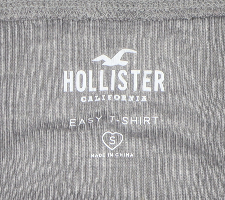Hollister Women Grey Long Sleeve Jersey V-Neck T-Shirt