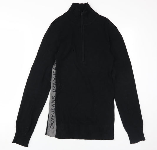 DKNY Jeans Men's Black Pullover Jumper, M, Logo Accent