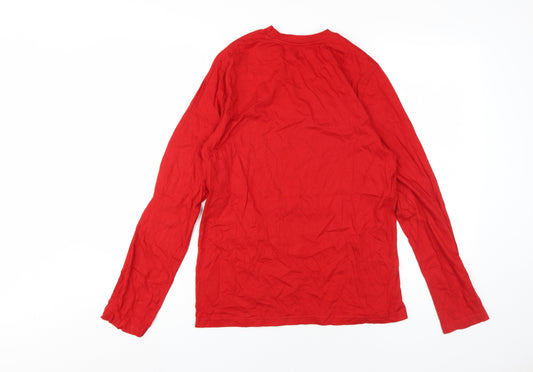 Disney Men Red XS Christmas Crew T-Shirt