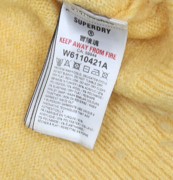 Superdry Women's Yellow Crew Neck Jumper Size 10