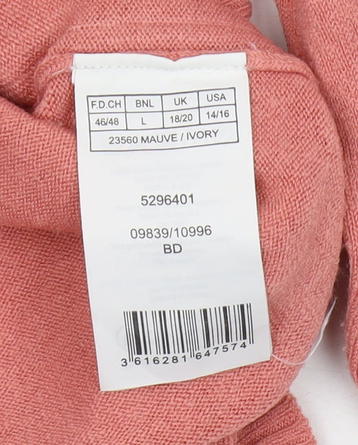 Damart Women's Pink Mock Neck Pullover Jumper