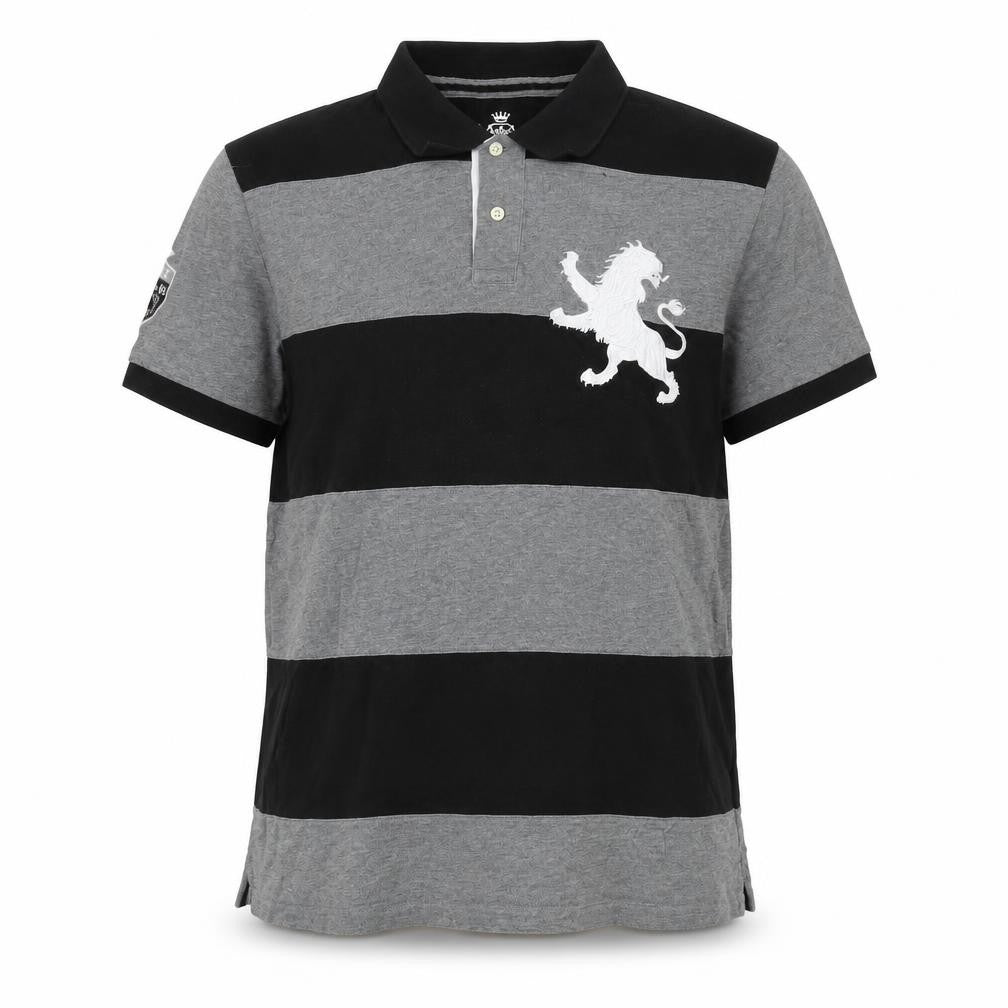 Express Men's Polo XL Black Grey Striped Classic Summer