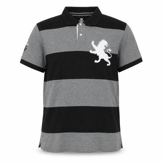 Express Men's Polo XL Black Grey Striped Classic Summer